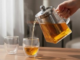 Tetera vidrio cuadrada con infusor